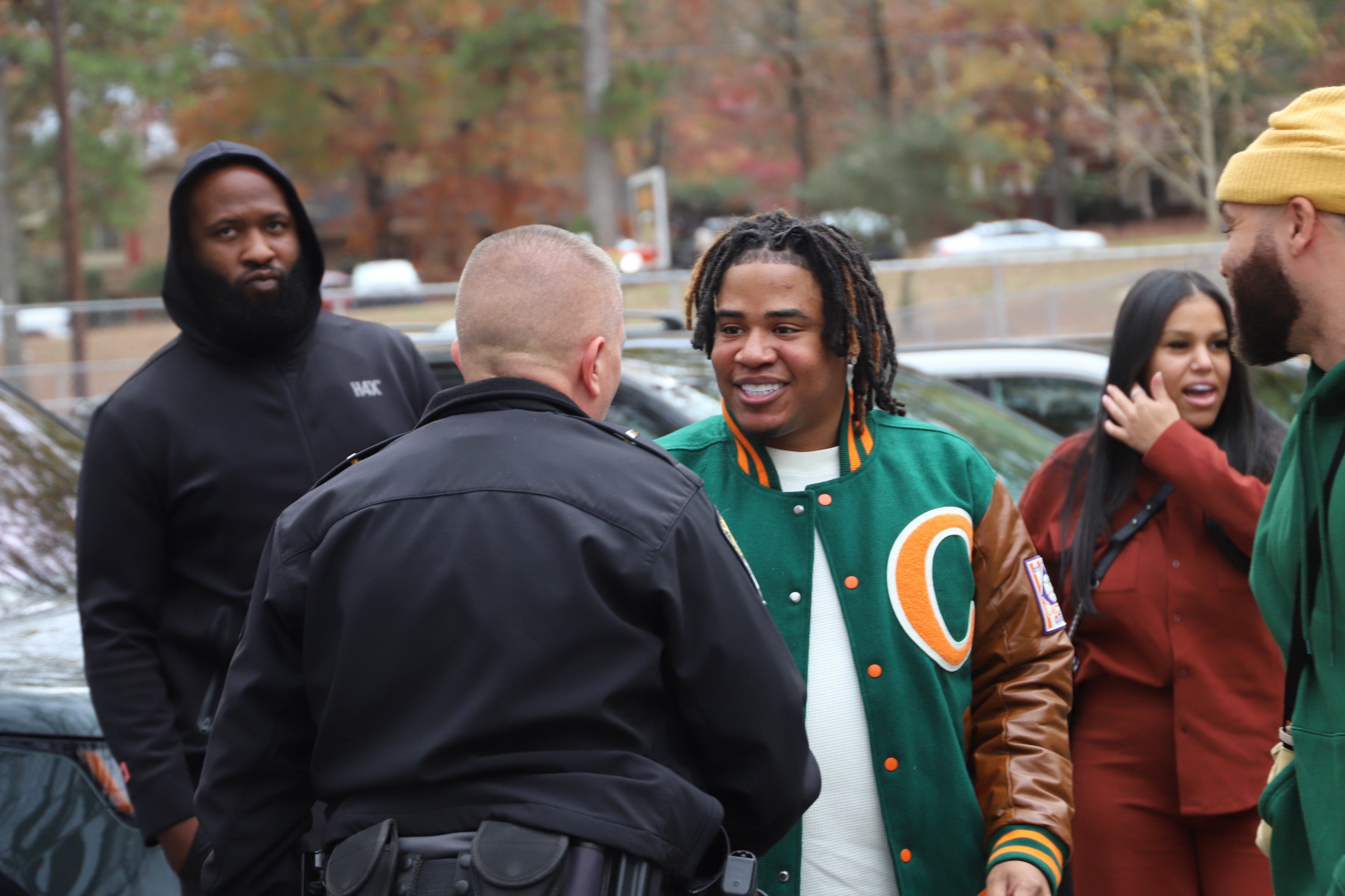 Turbo with Fairburn Police Department at Thanksgiving giveaway